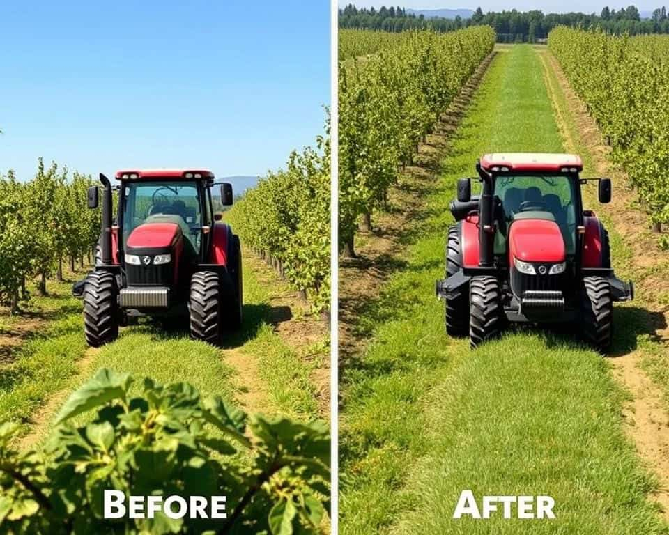 Before and after comparison of orchard productivity with specialized tractors