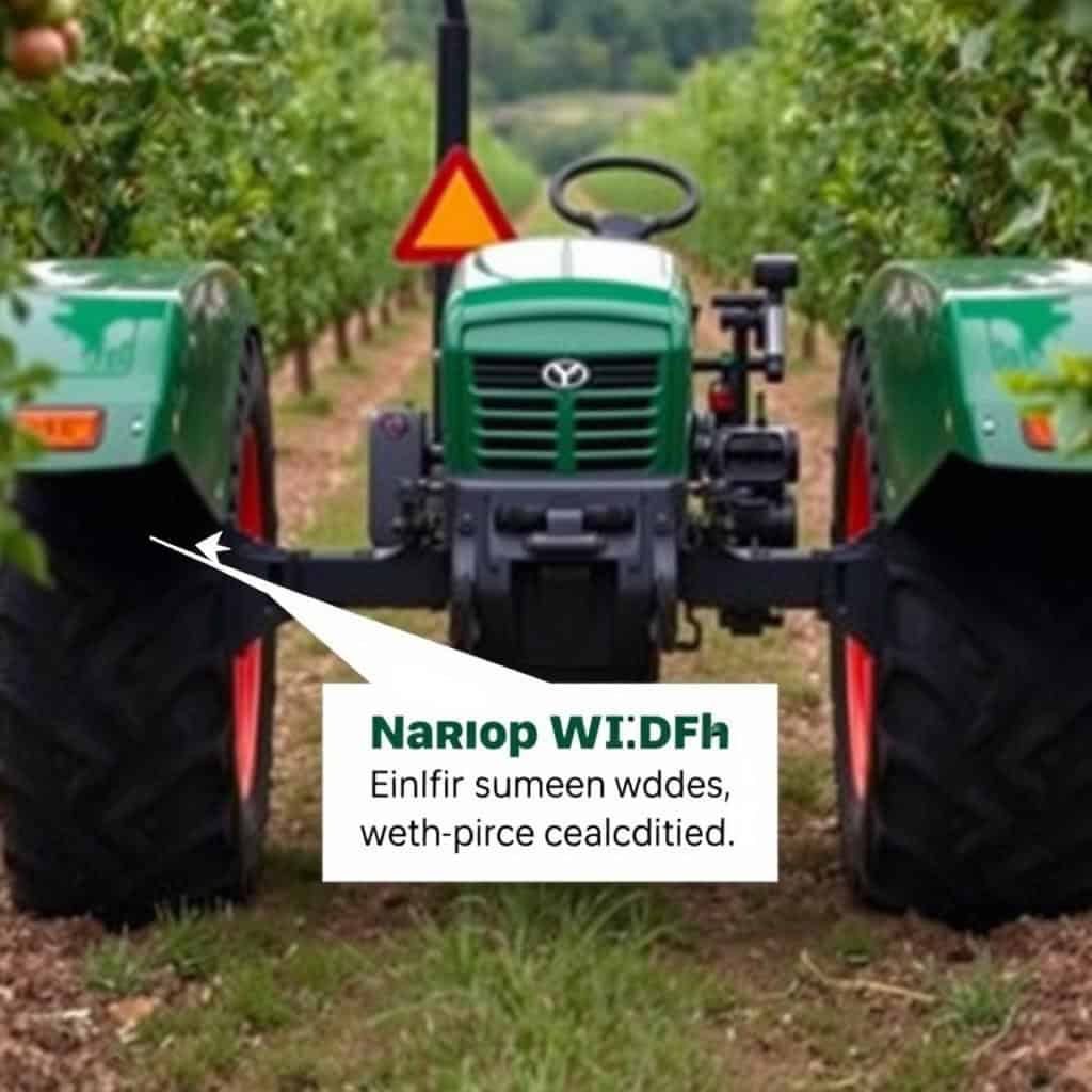 Compact orchard tractor with narrow width design